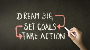 Dream Big, Set Goals, Take Action chalk drawing