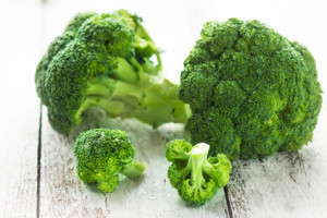 Broccoli on a white wooden background